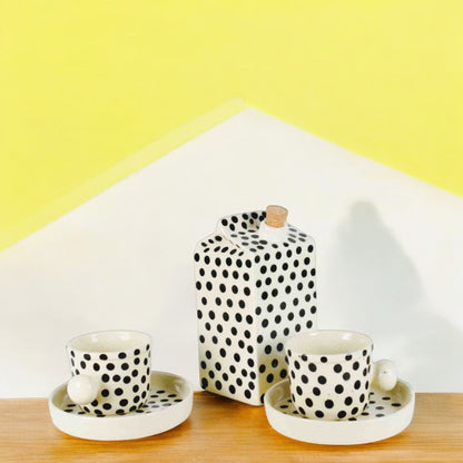 Dots Milk Carton Ceramic Tea Pot Set