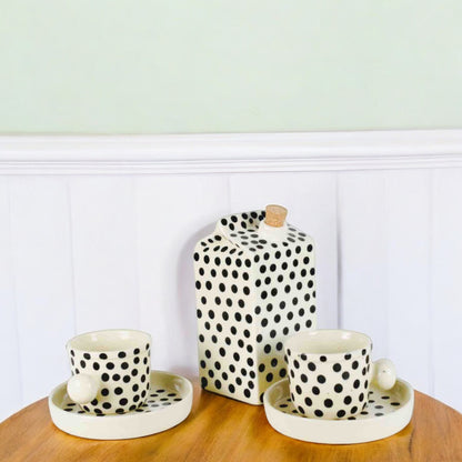 Dots Milk Carton Ceramic Tea Pot Set