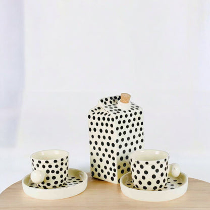 Dots Milk Carton Ceramic Tea Pot Set