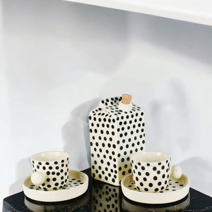 Dots Milk Carton Ceramic Tea Pot Set