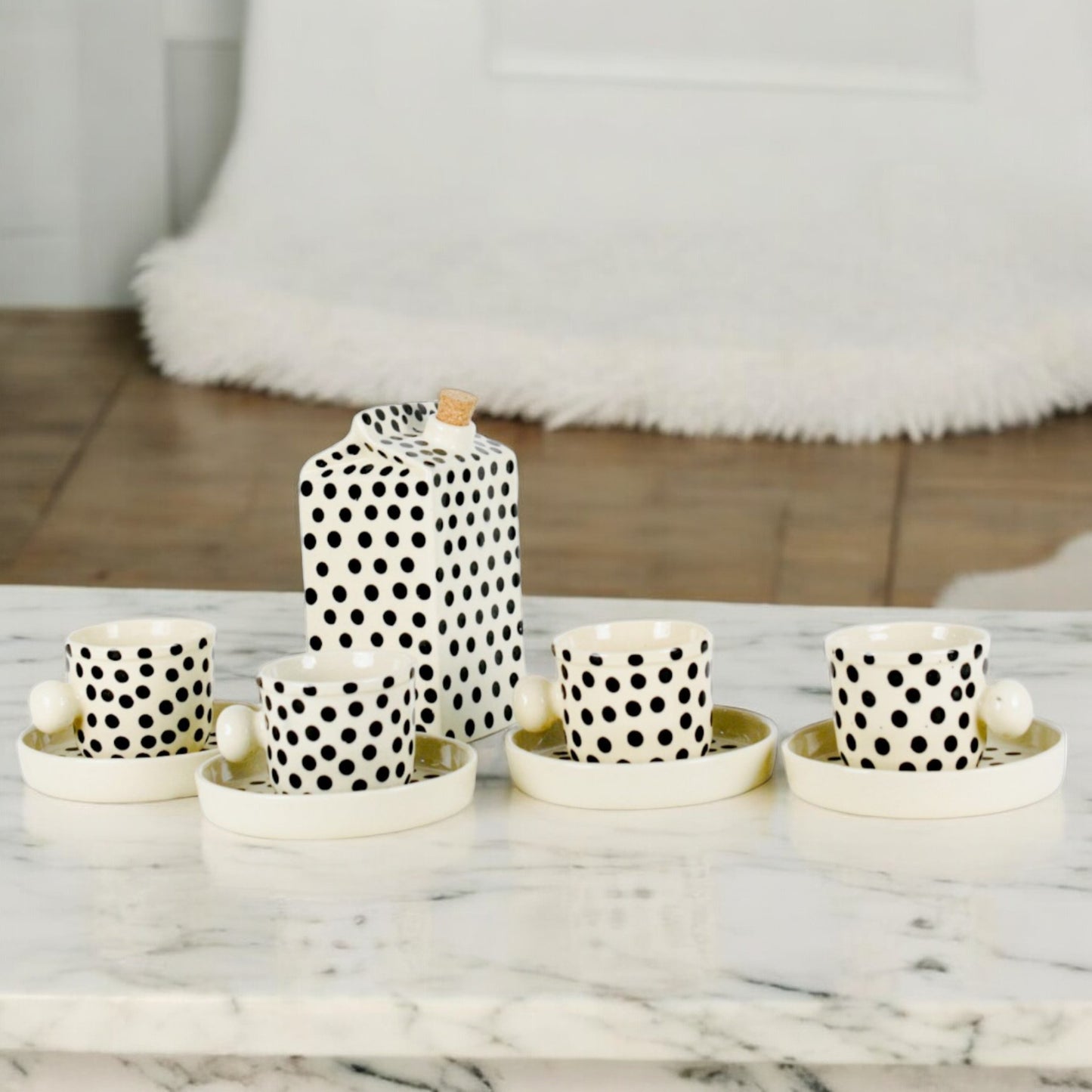 Dots Milk Carton Ceramic Tea Pot Set