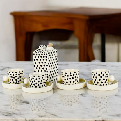 Dots Milk Carton Ceramic Tea Pot Set