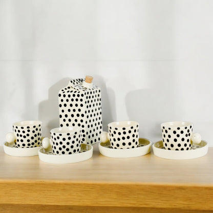 Dots Milk Carton Ceramic Tea Pot Set