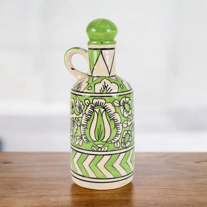 Italian Ceramic Oil Dispenser - Lemon Green