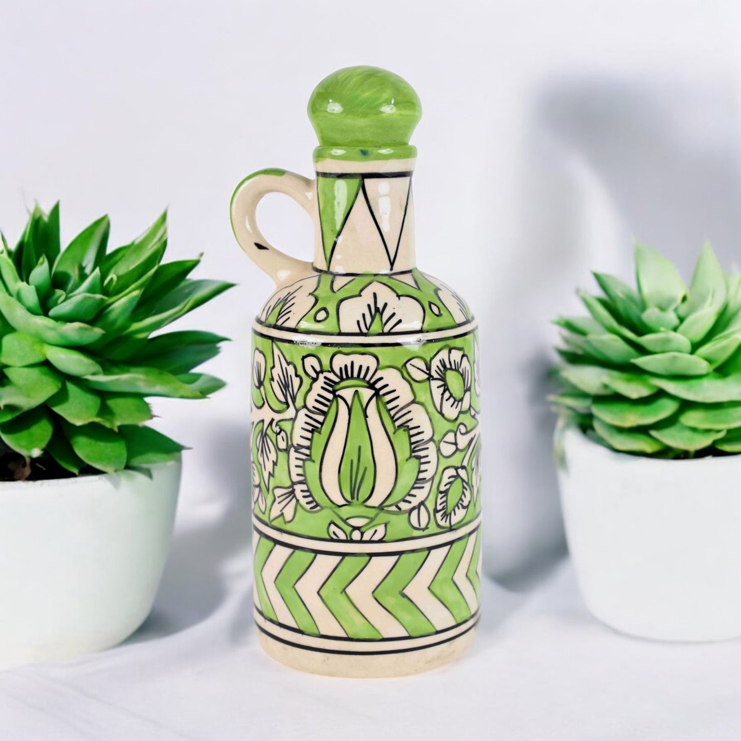 Italian Ceramic Oil Dispenser - Lemon Green