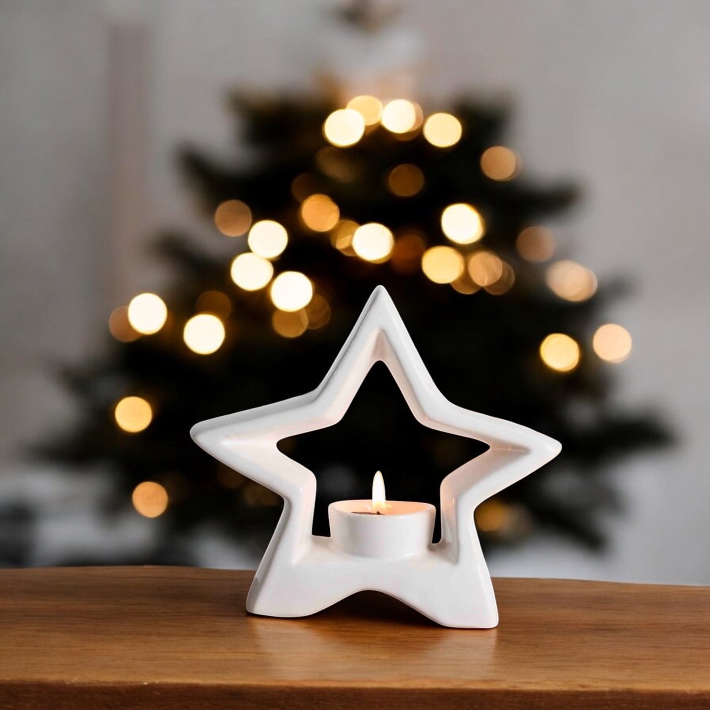 Christmas Star Ceramic Tealight Holder