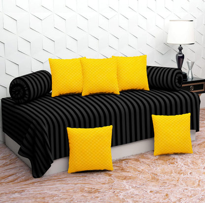 Striped Black with Color Diwan Set